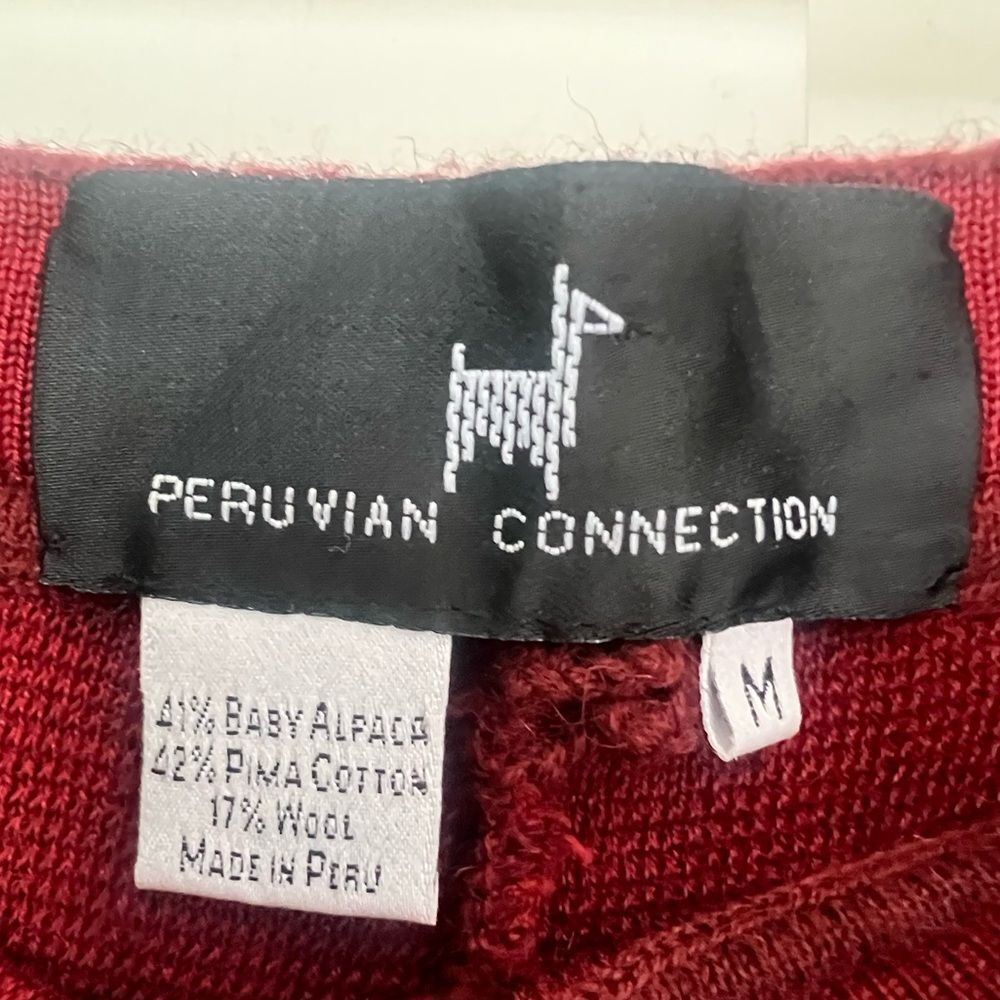 Peruvian Connection Burgundy Straight Leg Wool Blend High Waist Knit Pants M - Picture 9 of 9